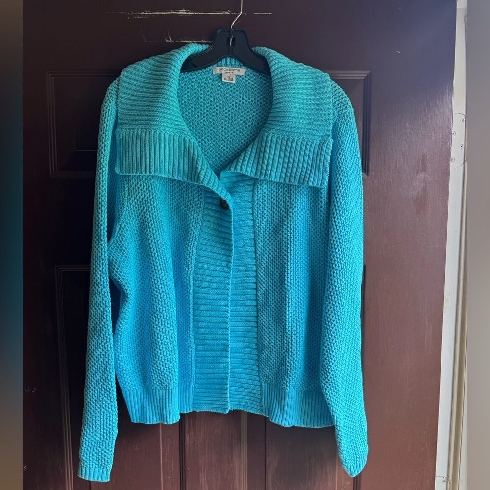Liz Claiborne Woman Blue One Button Sweater Size 2XL NWT